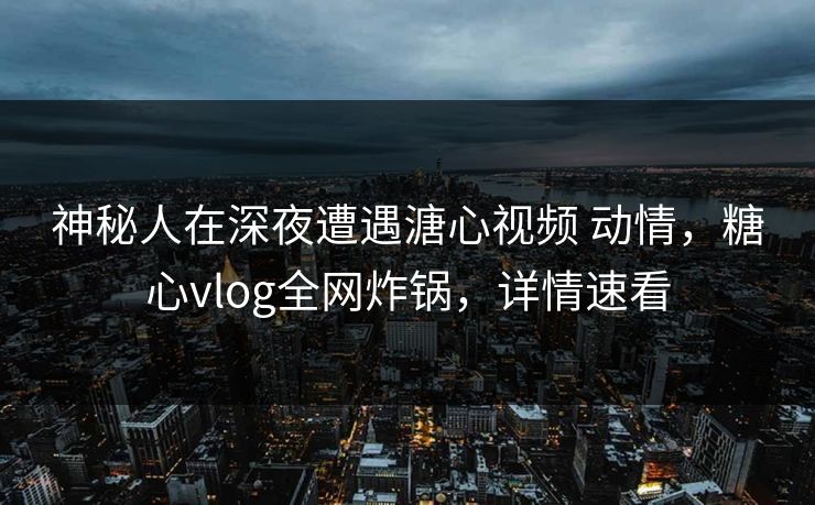 神秘人在深夜遭遇溏心视频 动情，糖心vlog全网炸锅，详情速看