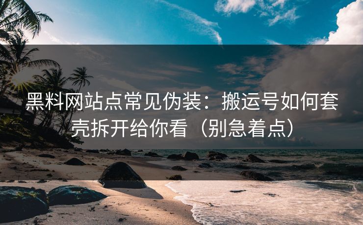 黑料网站点常见伪装：搬运号如何套壳拆开给你看（别急着点）