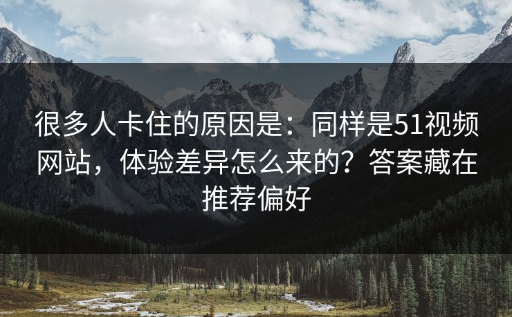 很多人卡住的原因是：同样是51视频网站，体验差异怎么来的？答案藏在推荐偏好